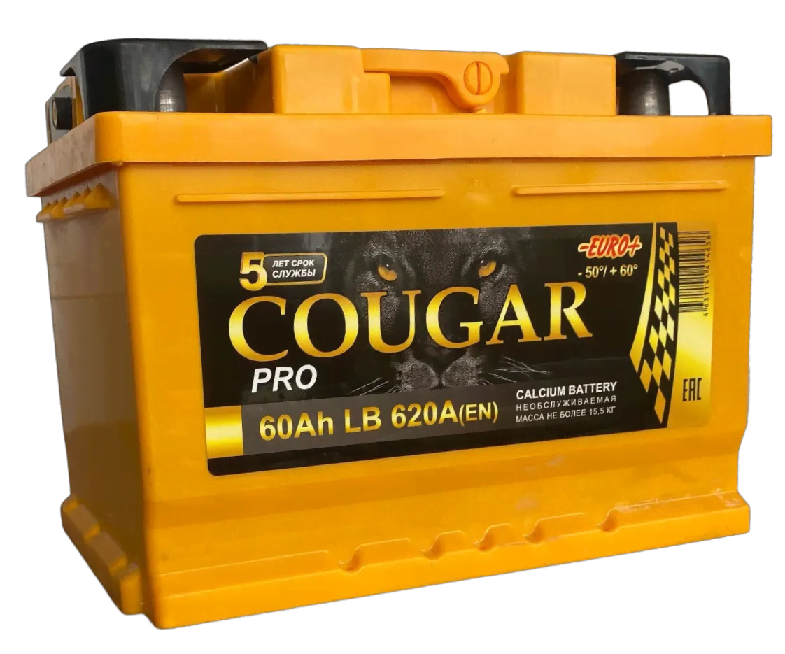 COUGAR PRO 60AH 600А (LB2)ОБРАТНАЯ (0, L)-0